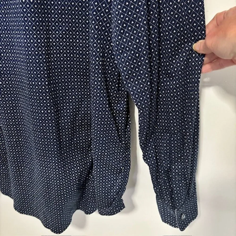 Buttercloth Navy White Diamond Check Long Sleeve Button Shirt 3XL Flip Cuff Prep - Picture 4 of 9